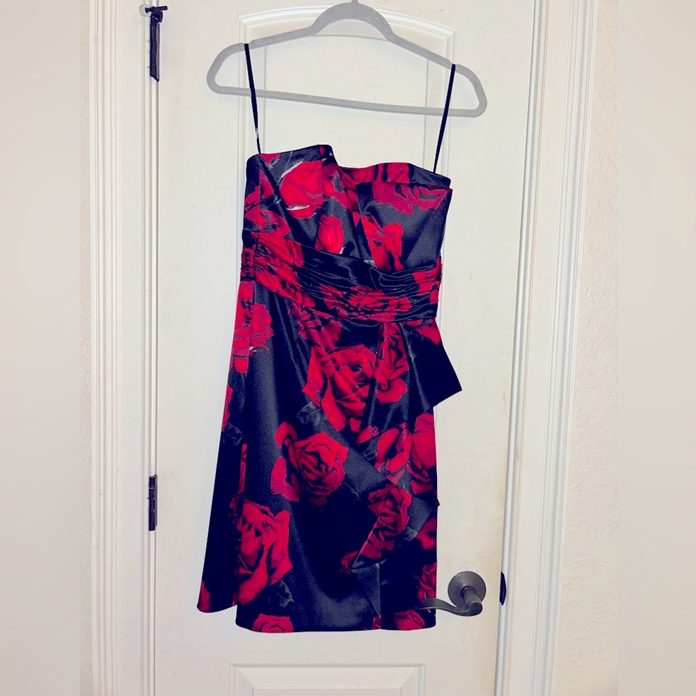Red Roses on Black Cocktail dress